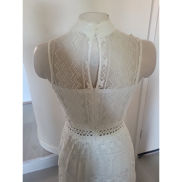 Windsor Lace Ruffled Scalloped Layered High Neck Dress M Romantic Feminine Balle - Picture 6 of 11